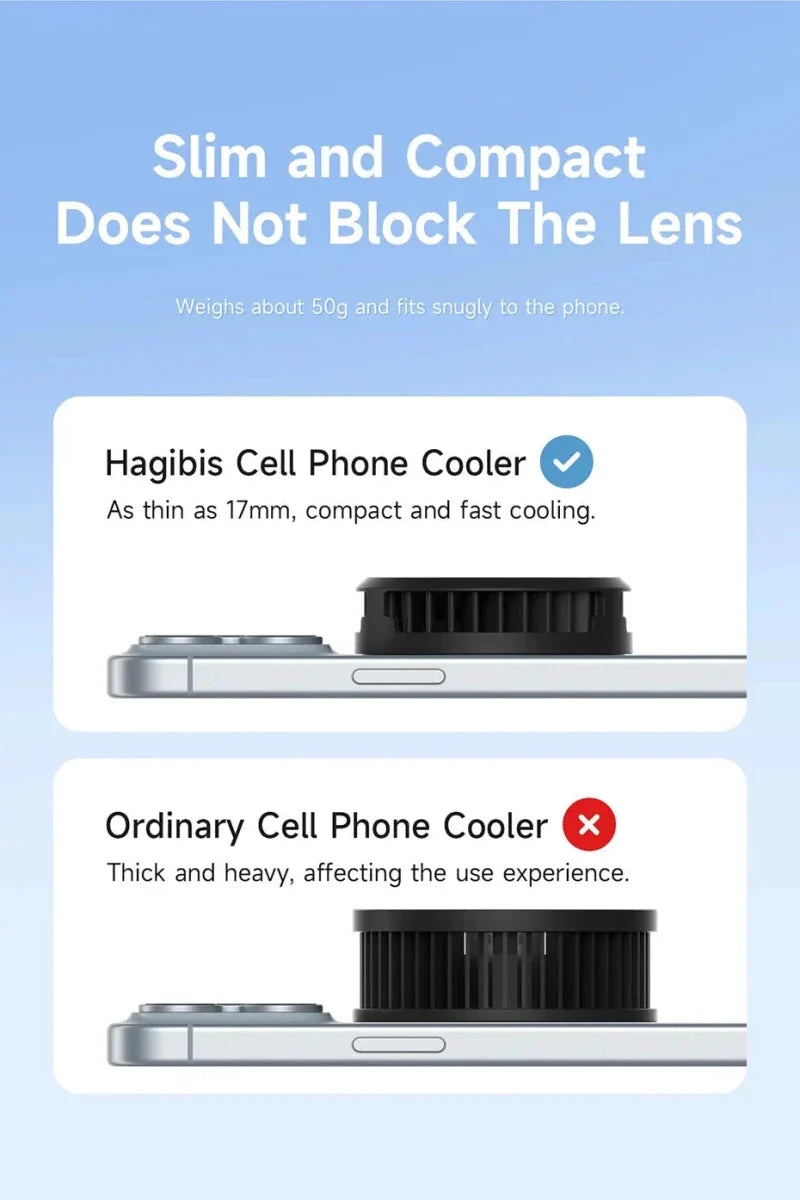 Hagibis Magnetic Cell Phone Cooler Universal Cooling Fan Mobile Phone Radiator for iPhone 16 Pro Black Shark Gaming Live Stream