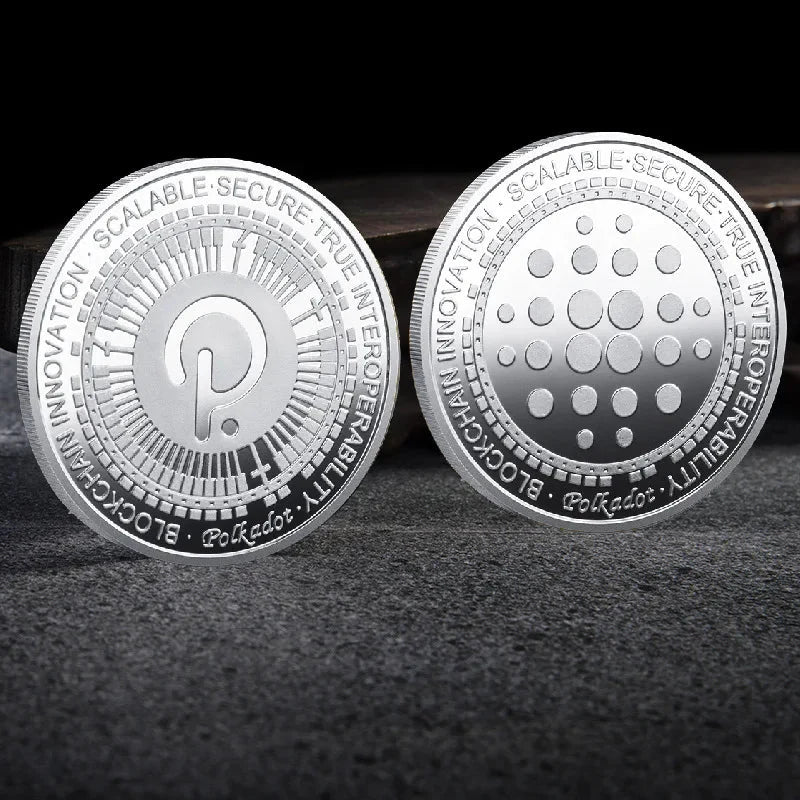 Bitcoin BTC ETH ADA XLM SHIB DOGE XRP SOL DOT LINK LTC UNI Coin Physical Metal Crypto Currency Coin Collection with Plastic Case