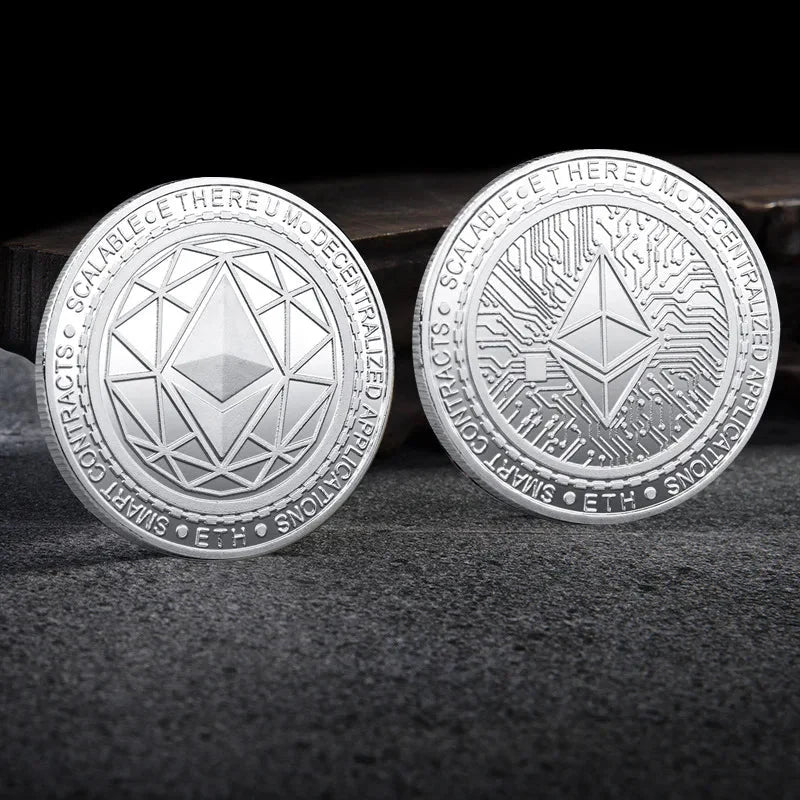 Bitcoin BTC ETH ADA XLM SHIB DOGE XRP SOL DOT LINK LTC UNI Coin Physical Metal Crypto Currency Coin Collection with Plastic Case