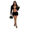 In Stock CY900970 Fleece 3 Piece Set Bikini Skirt Set Club Party Clothing for Ladies