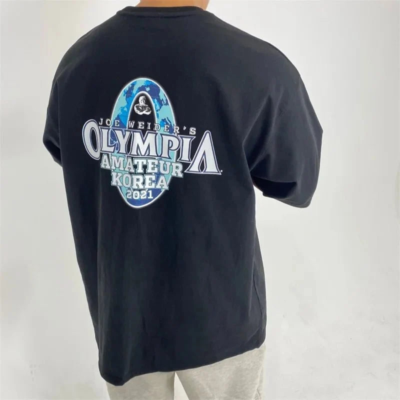 Men's Cotton Fitness Tee - Short Sleeve Summer Gym T-shirt