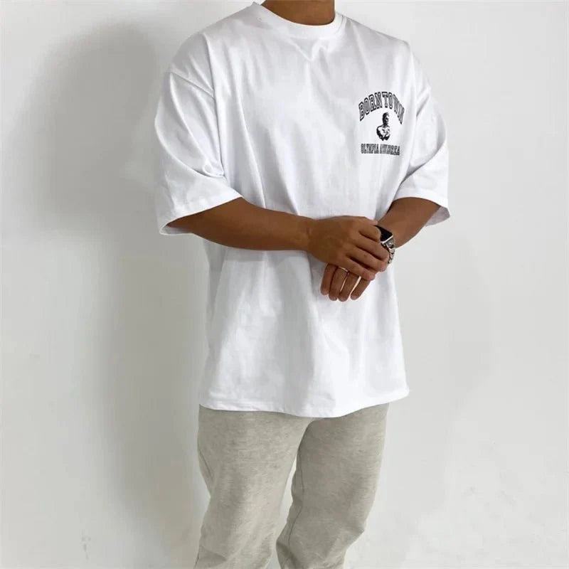 Men's Cotton Fitness Tee - Short Sleeve Summer Gym T-shirt
