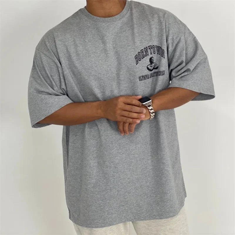 Men's Cotton Fitness Tee - Short Sleeve Summer Gym T-shirt