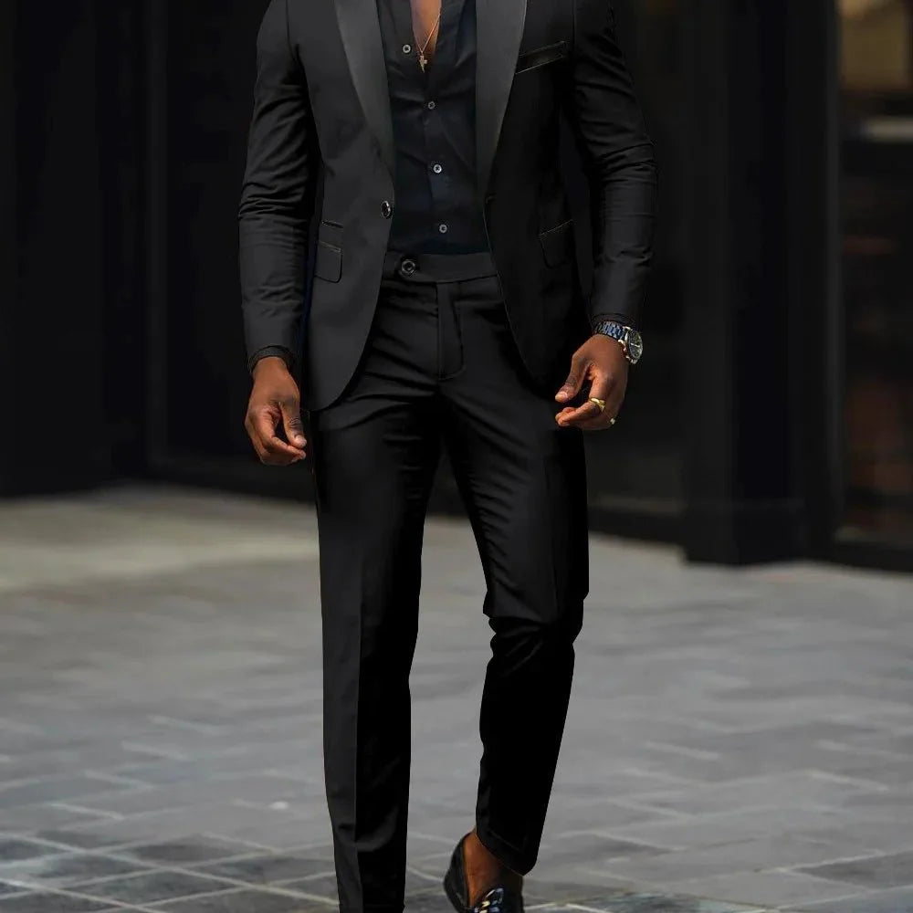 Men's Slim-fit Business Casual Suit Jacket & Trousers