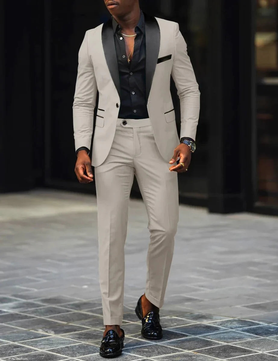 Men's Slim-fit Business Casual Suit Jacket & Trousers