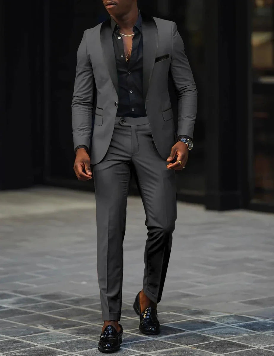 Men's Slim-fit Business Casual Suit Jacket & Trousers