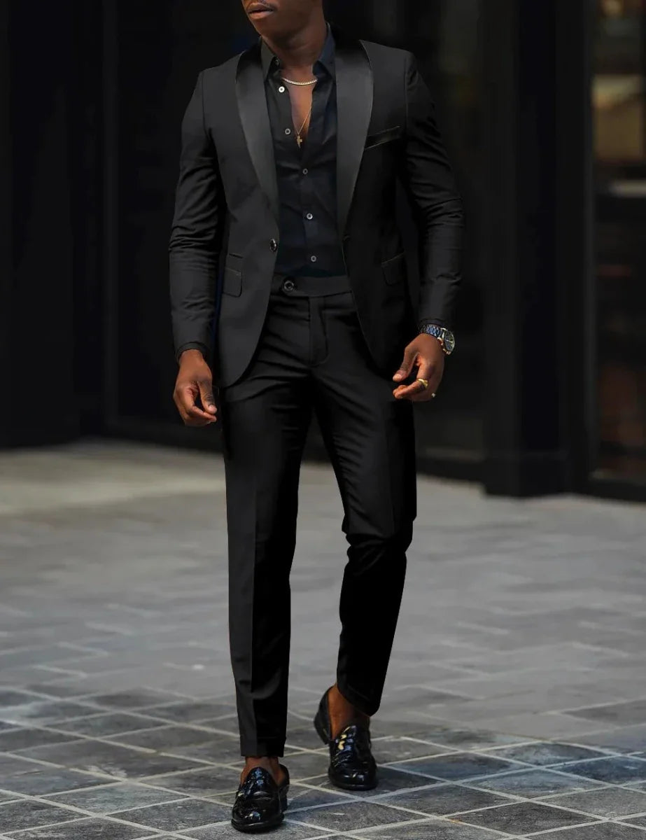 Men's Slim-fit Business Casual Suit Jacket & Trousers