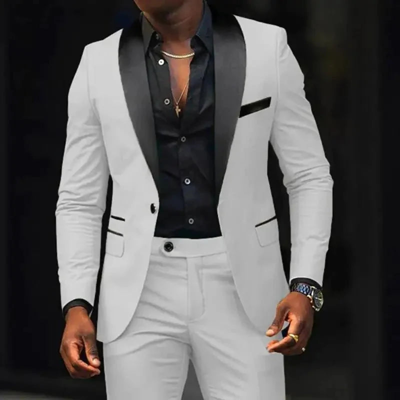 Men's Slim-fit Business Casual Suit Jacket & Trousers