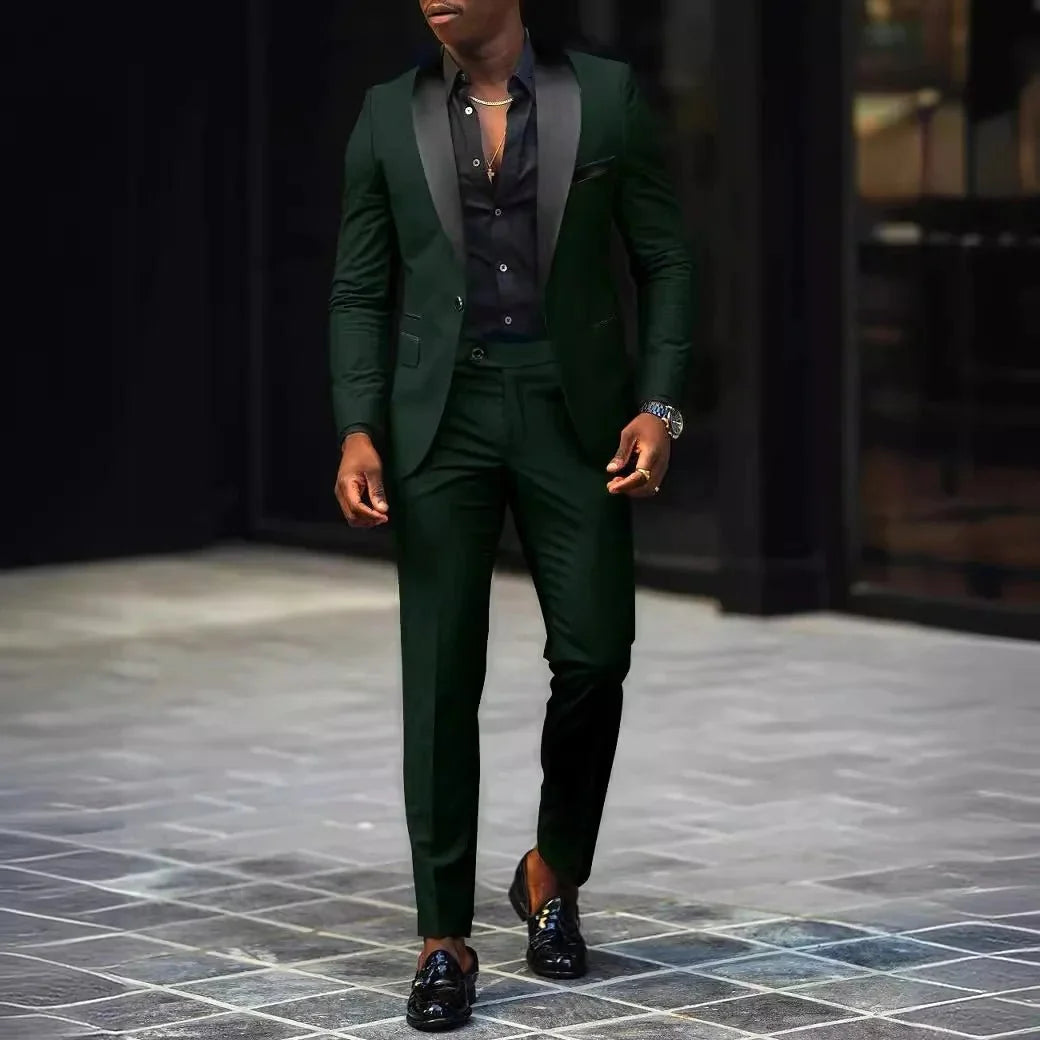 Men's Slim-fit Business Casual Suit Jacket & Trousers