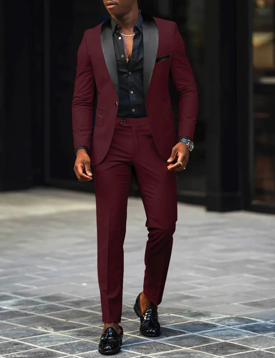 Men's Slim-fit Business Casual Suit Jacket & Trousers