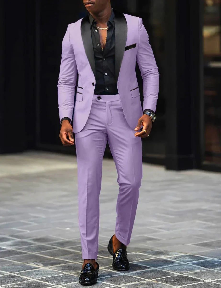 Men's Slim-fit Business Casual Suit Jacket & Trousers