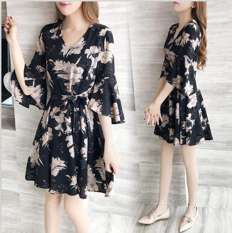 New floral dress women's summer dress summer 2019 new women's fashion student Korean style slimming fashion fashion