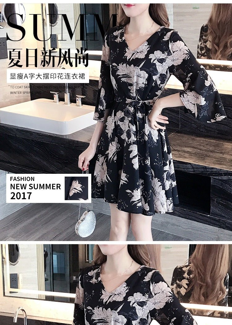 New floral dress women's summer dress summer 2019 new women's fashion student Korean style slimming fashion fashion