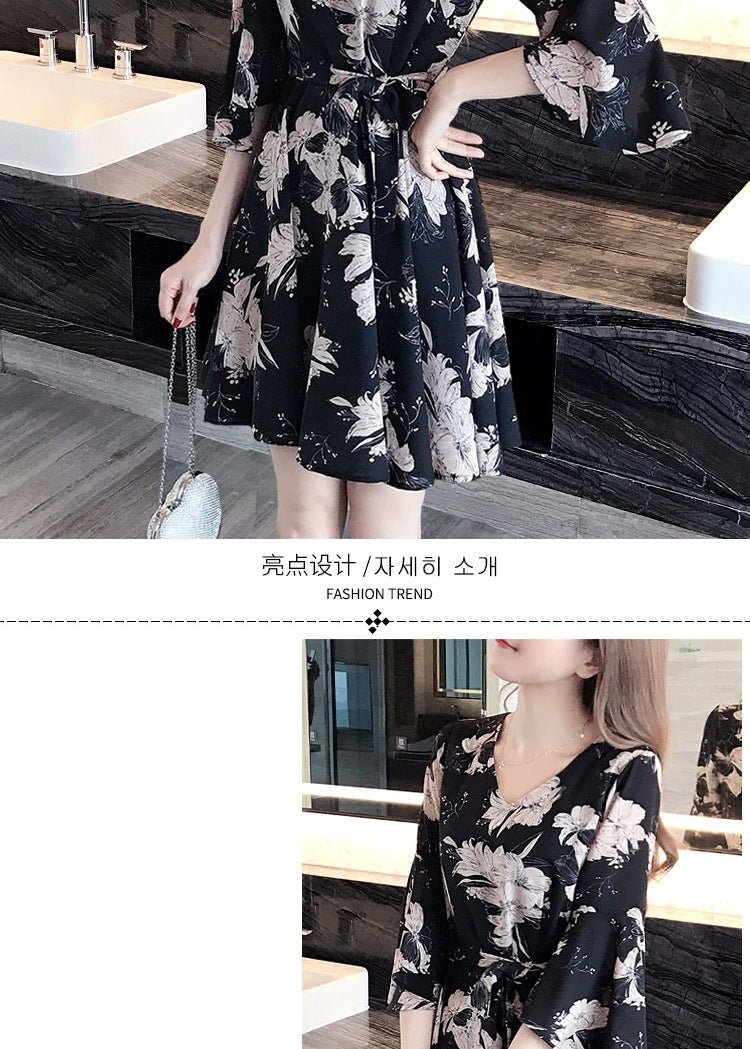 New floral dress women's summer dress summer 2019 new women's fashion student Korean style slimming fashion fashion