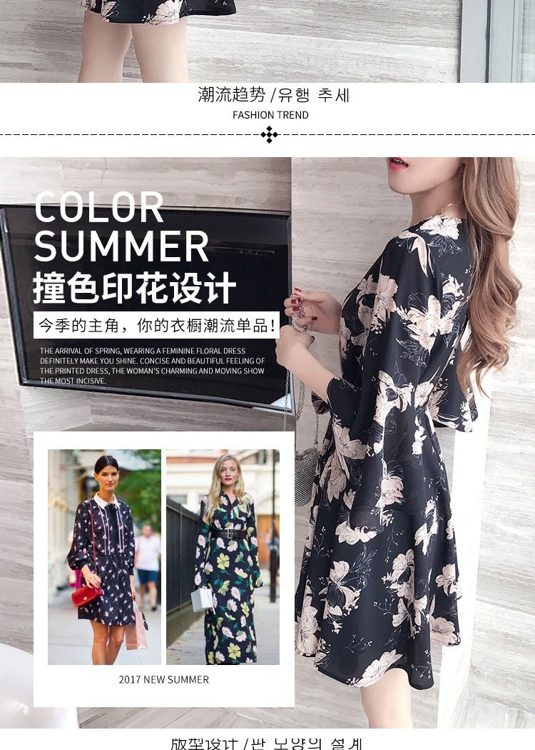New floral dress women's summer dress summer 2019 new women's fashion student Korean style slimming fashion fashion