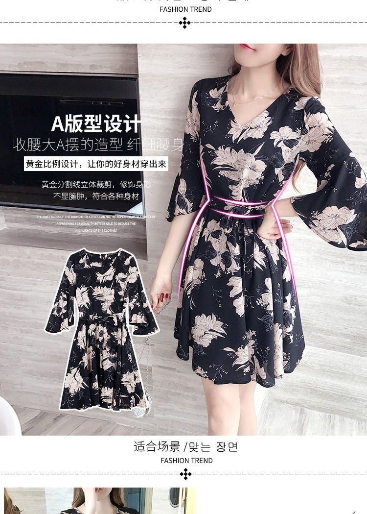 New floral dress women's summer dress summer 2019 new women's fashion student Korean style slimming fashion fashion