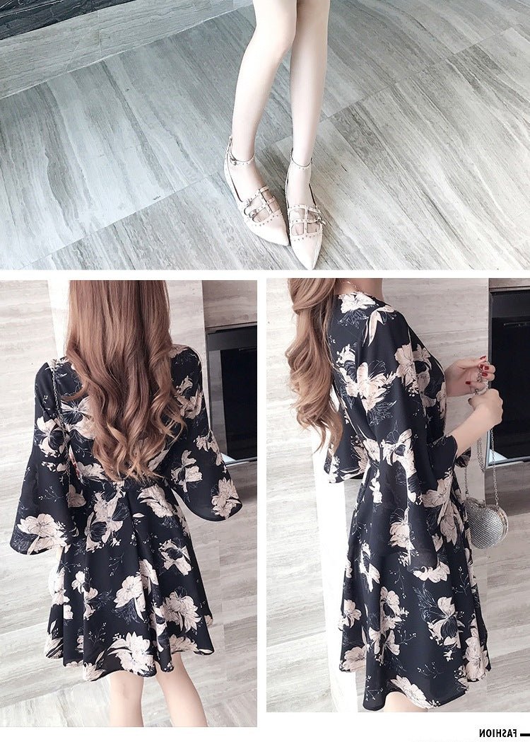 New floral dress women's summer dress summer 2019 new women's fashion student Korean style slimming fashion fashion