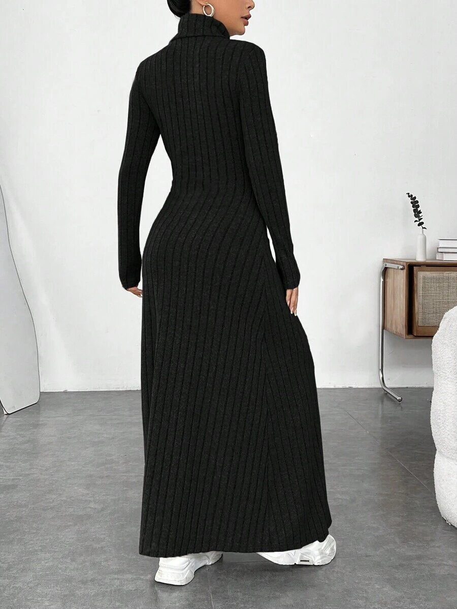 Stylish High Collar Dress - Winter Fashion Collection