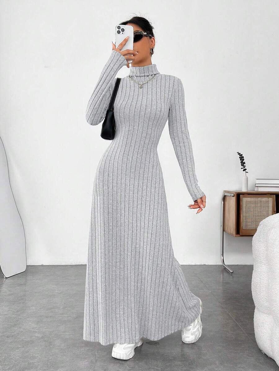 Stylish High Collar Dress - Winter Fashion Collection
