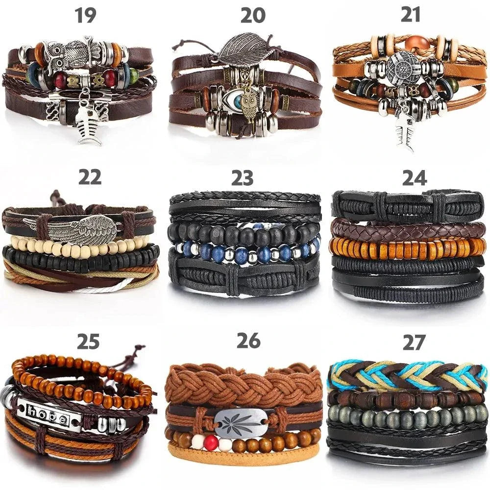 Layered Leather Charm Bracelet
