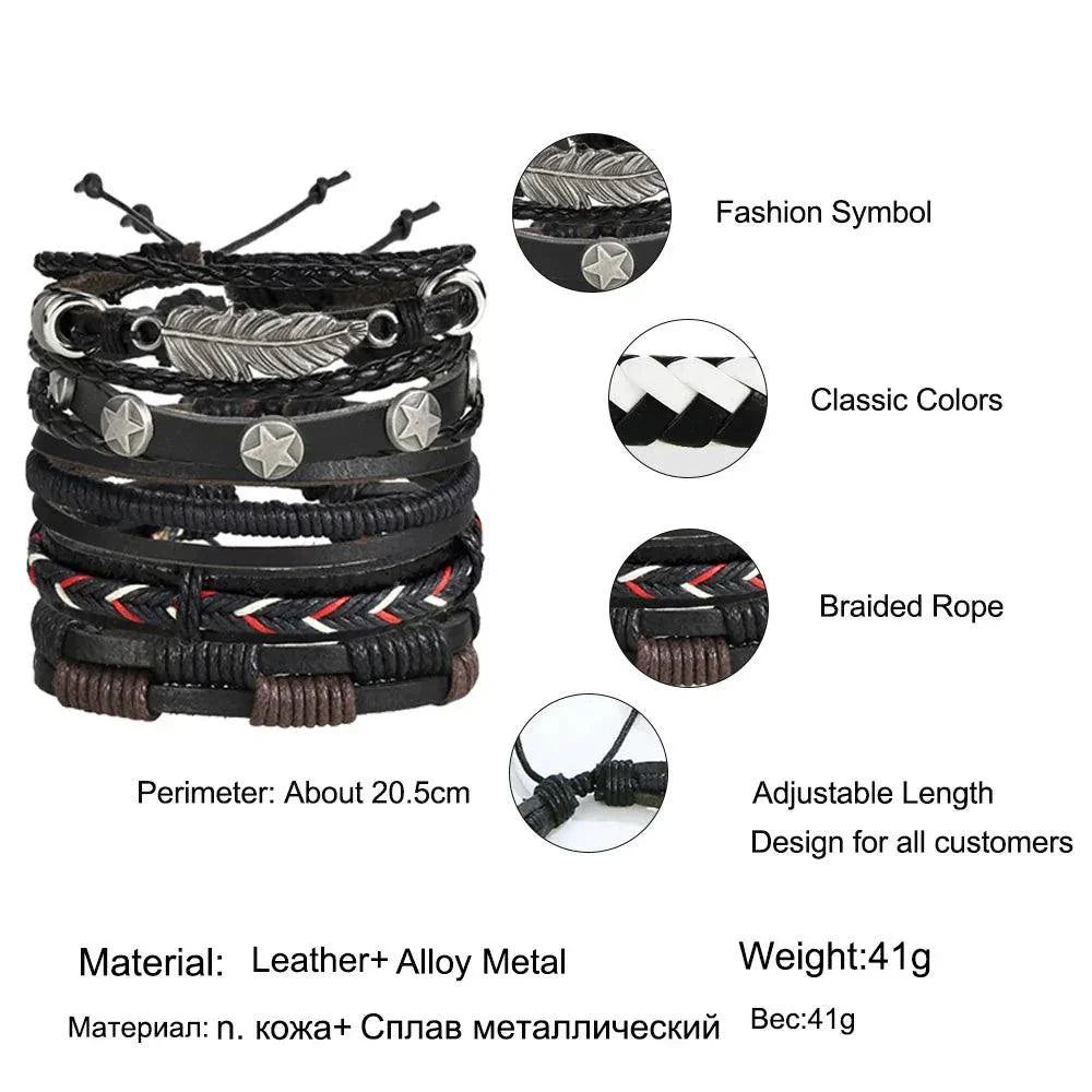 Layered Leather Charm Bracelet