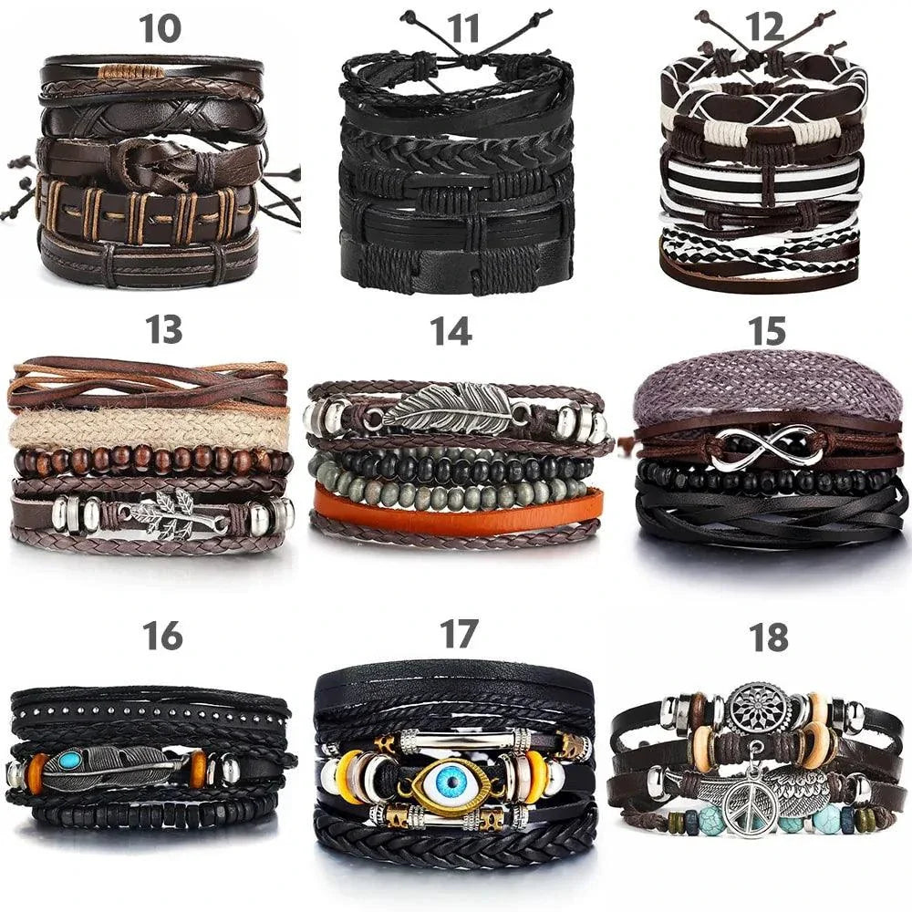 Layered Leather Charm Bracelet
