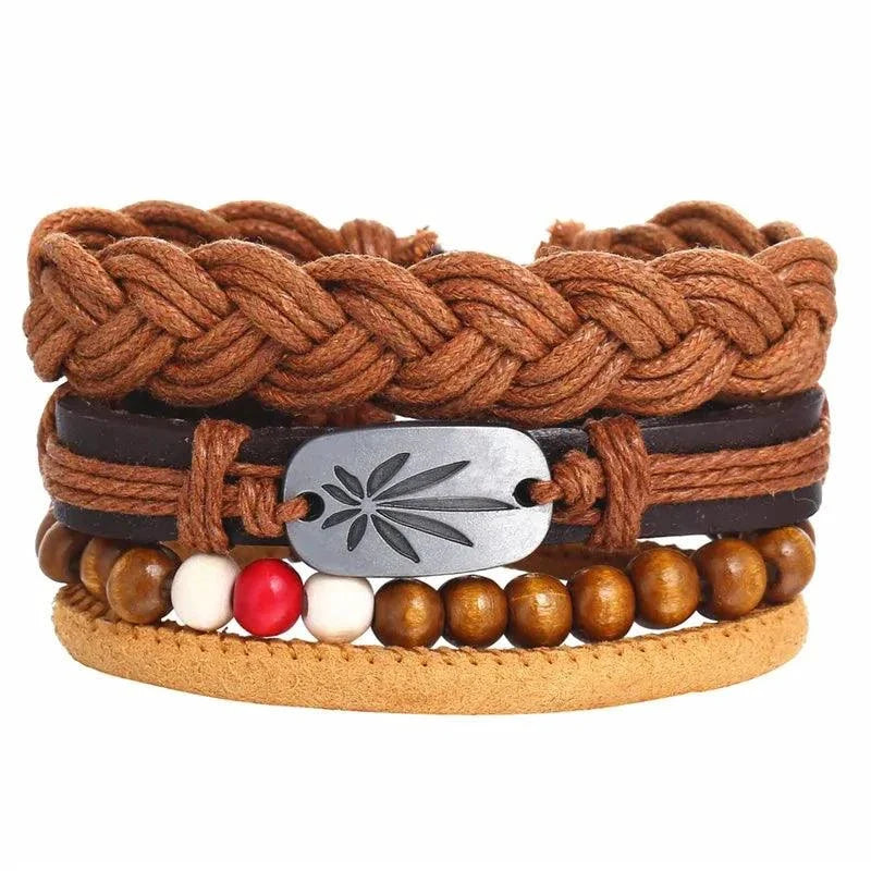 Layered Leather Charm Bracelet
