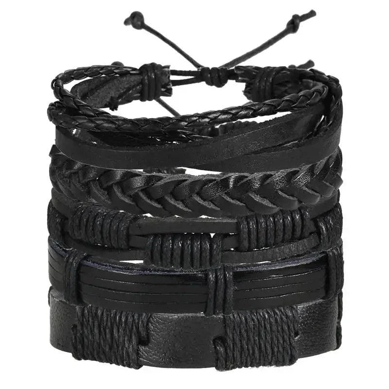 Layered Leather Charm Bracelet