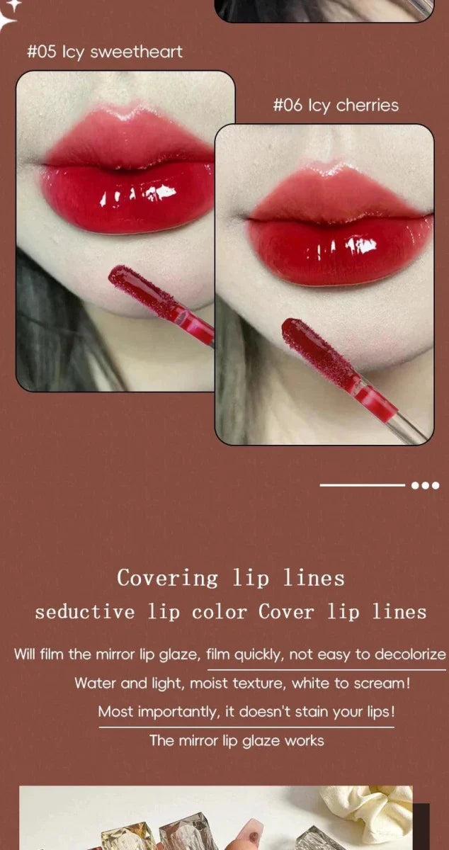 Long-Lasting Lip Gloss - Moisturizing Waterproof Mirror Finish