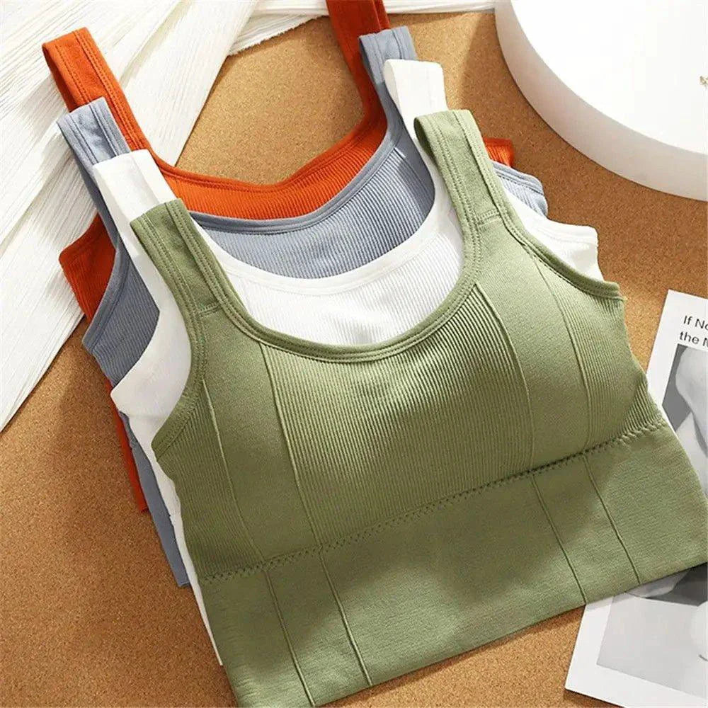 Mandotos Breathable Sports Bra Women Seamless Yoga Top Shockproof Crop Push Up Gym Workout