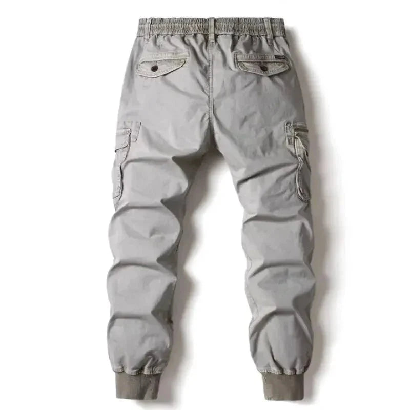 Mandotos Cargo Pants for Men Cotton Full Length Tactical Military Cargo Trousers Gray
