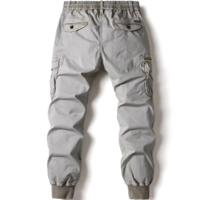 Mandotos Cargo Pants for Men Cotton Full Length Tactical Military Cargo Trousers Gray