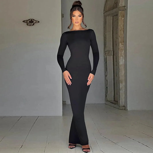 Mandotos Chic Backless Silk Dress Milk Silk