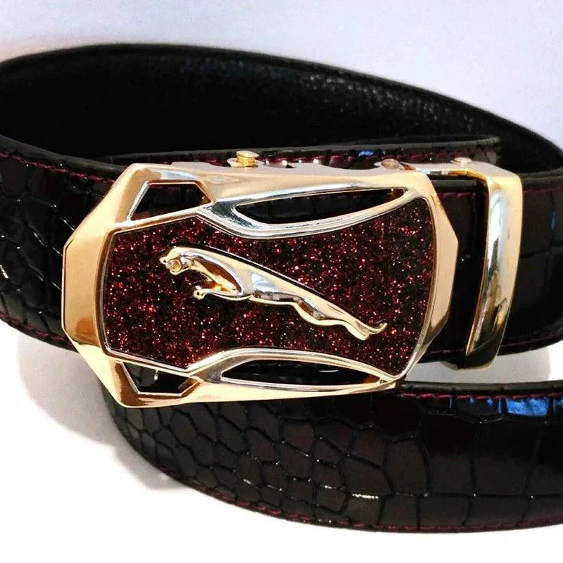 Men's Automatic Buckle Leather Belt - Leopard Sports Car Design