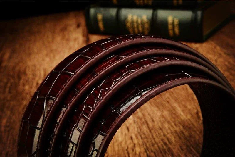 Men's Automatic Buckle Leather Belt - Leopard Sports Car Design