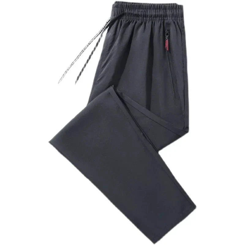 Men's Casual Pants Straight Slim Fit Elastic Waist Jogger Korean Classic Blue Black Gray Male Brand Trousers Plus Size