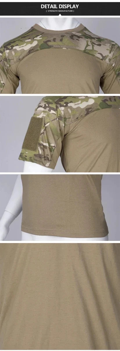 Mens Camouflage Shirts Tees Tactical Combat Shirt Hunting Clothes Tops Workout Clothing Outdoor Breathable Camo T Shirt