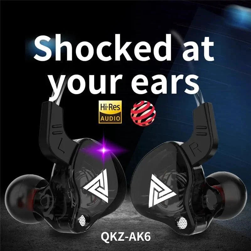 QKZ AK6 HiFi Wired Earphones - Copper Driver with Microphone