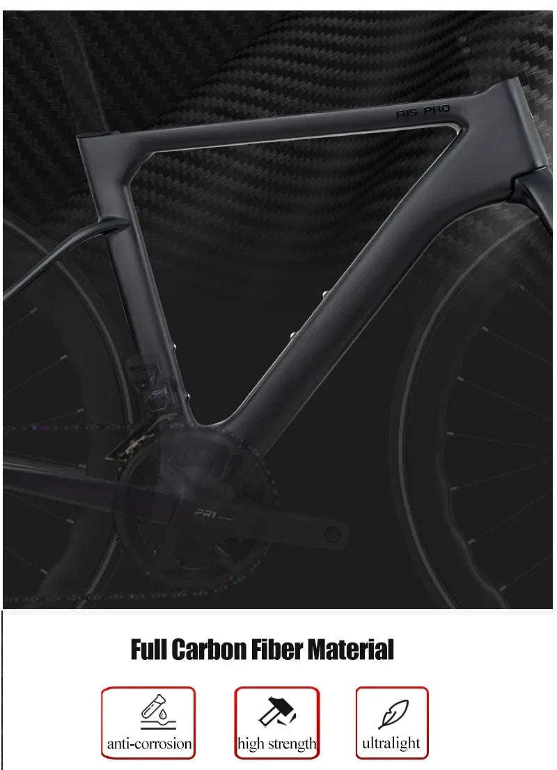TWITTER 700X25C Carbon Road Bicycle Wireless Men's Hydraulic Disc Racing Bike With WheelTop EDS TX 24S Shifter 50mm Carbon Wheel