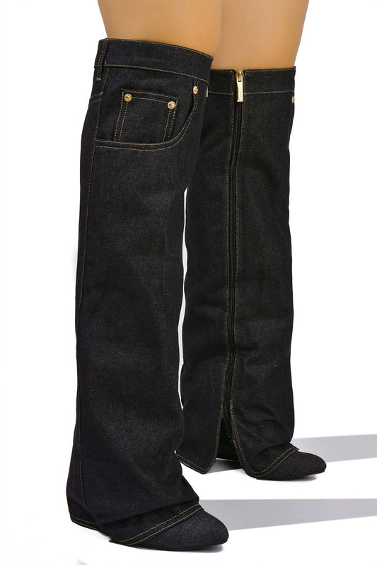 Marget - Black Denim {tacón de bloque de 10 cm... no de cuña}