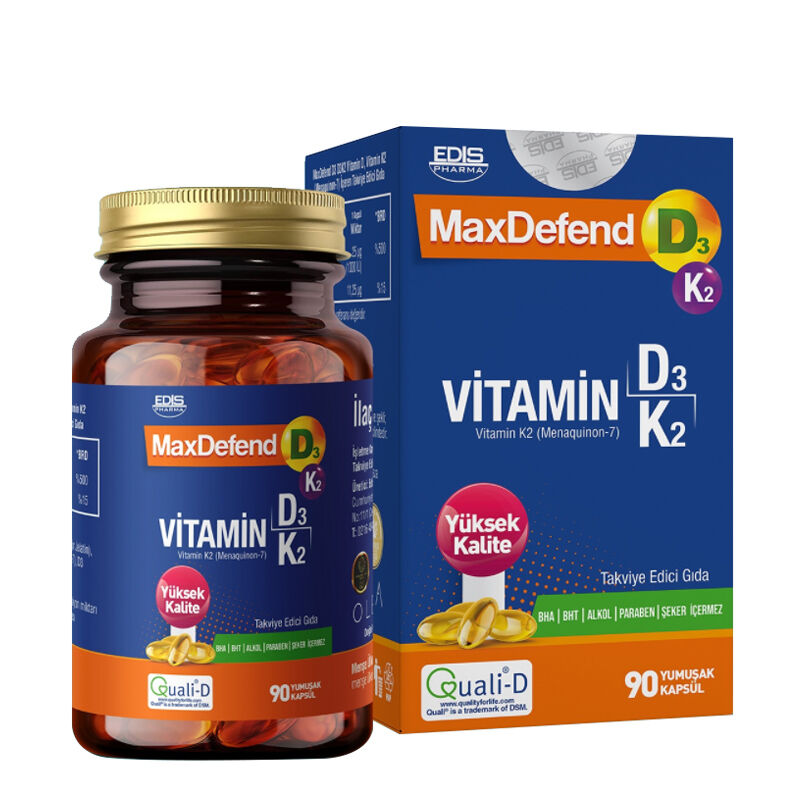 Edis Pharma MaxDefend Vitamin D3 & K2 Supplement 90 Capsules
