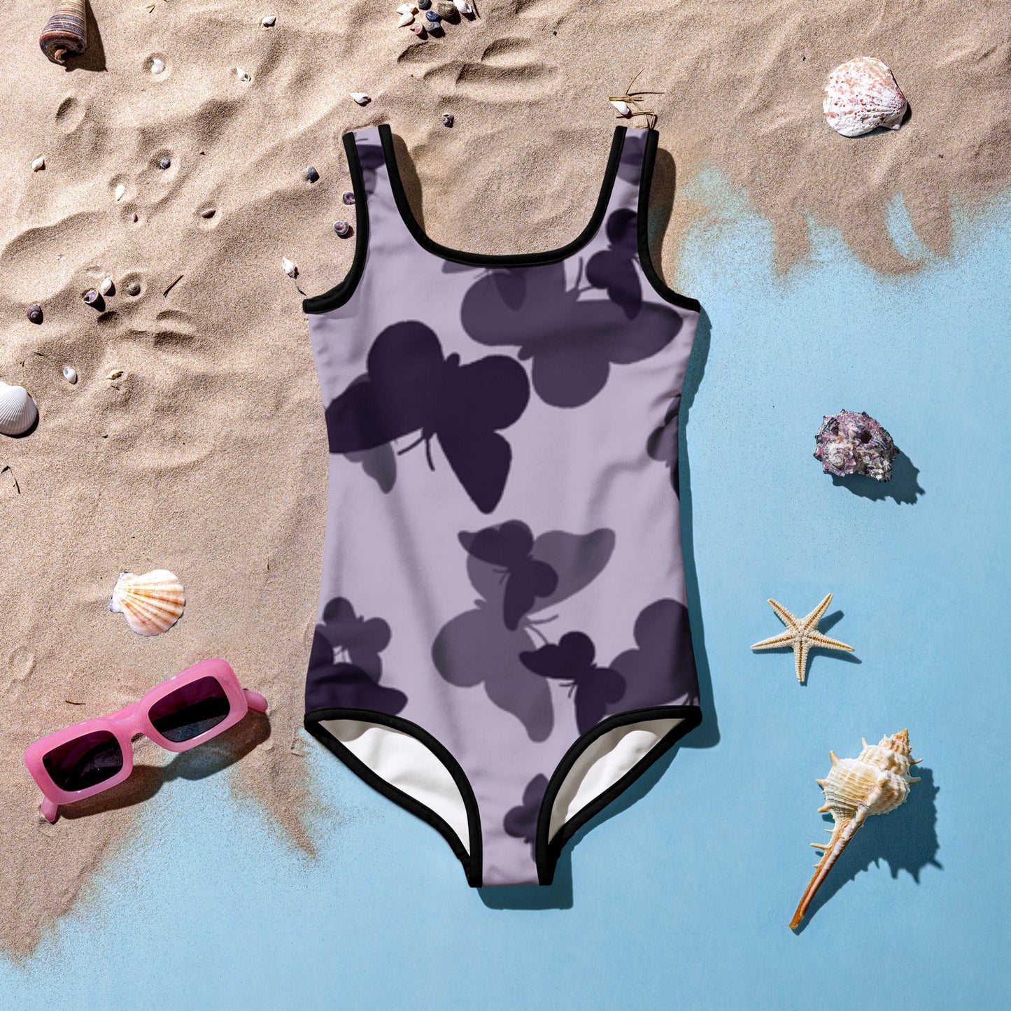MDB Co. Butterfly Fatigue (purp) All-Over Print Kids Swimsuit
