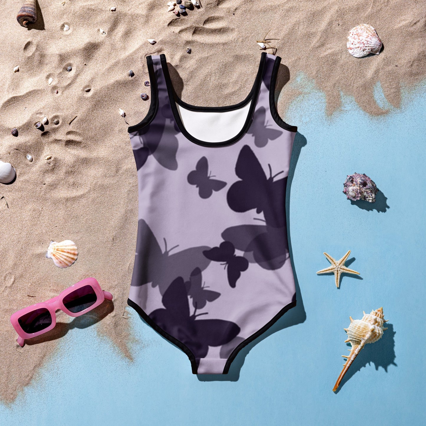 MDB Co. Butterfly Fatigue (purp) All-Over Print Kids Swimsuit
