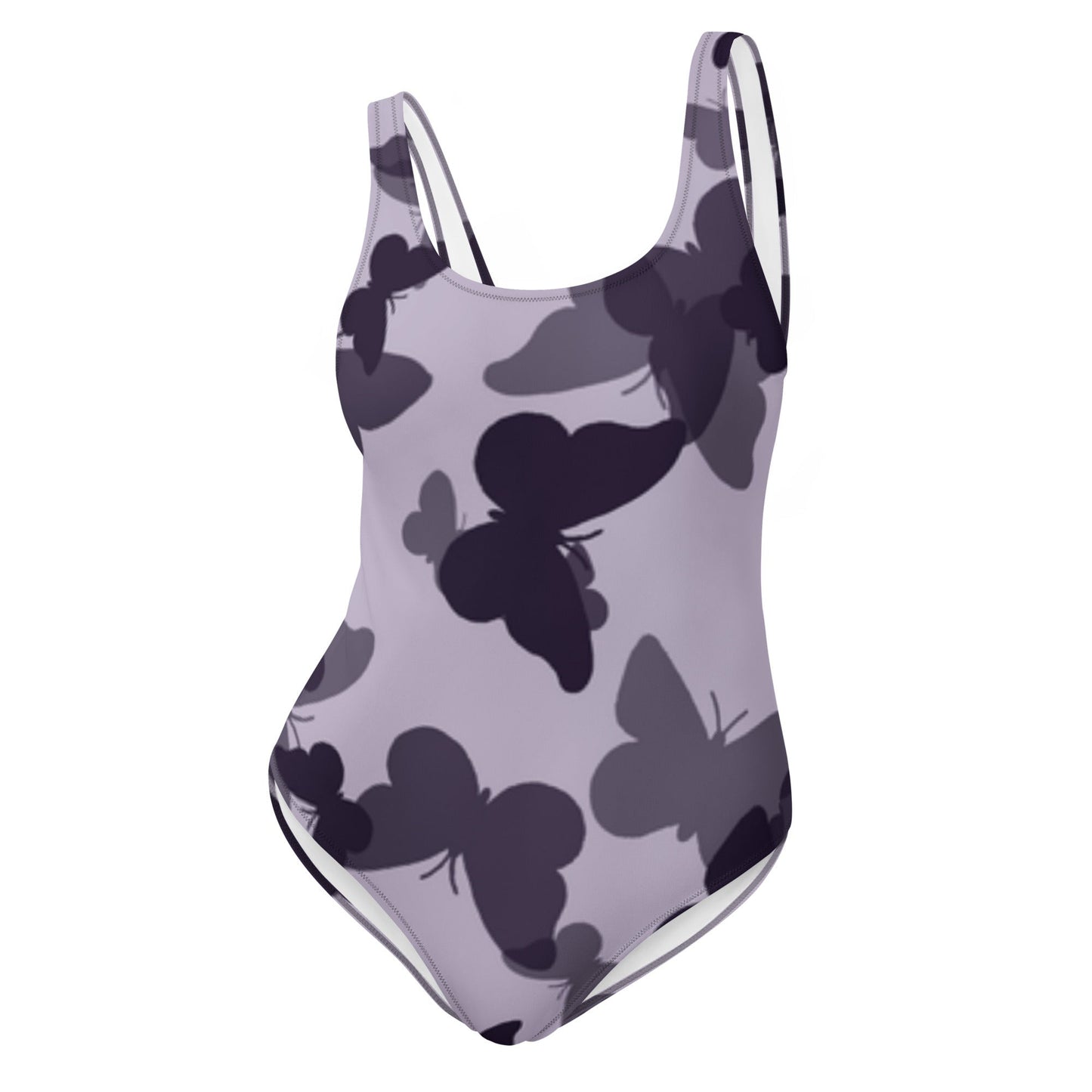Traje de baño de una pieza con estampado integral Mariposa Fatiga (morado) de MDB Co.