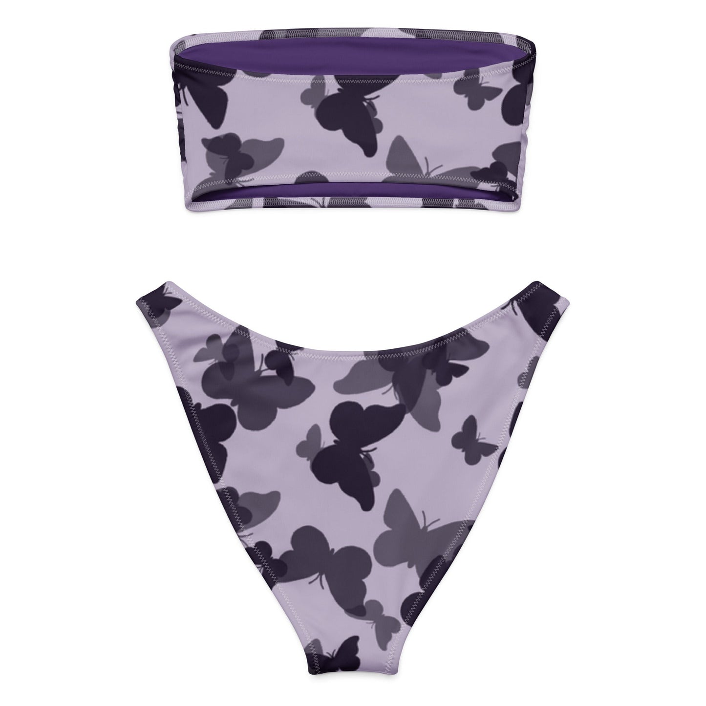 MDB Co. Butterfly Fatigue (purp) All-over print Recycled bandeau bikini