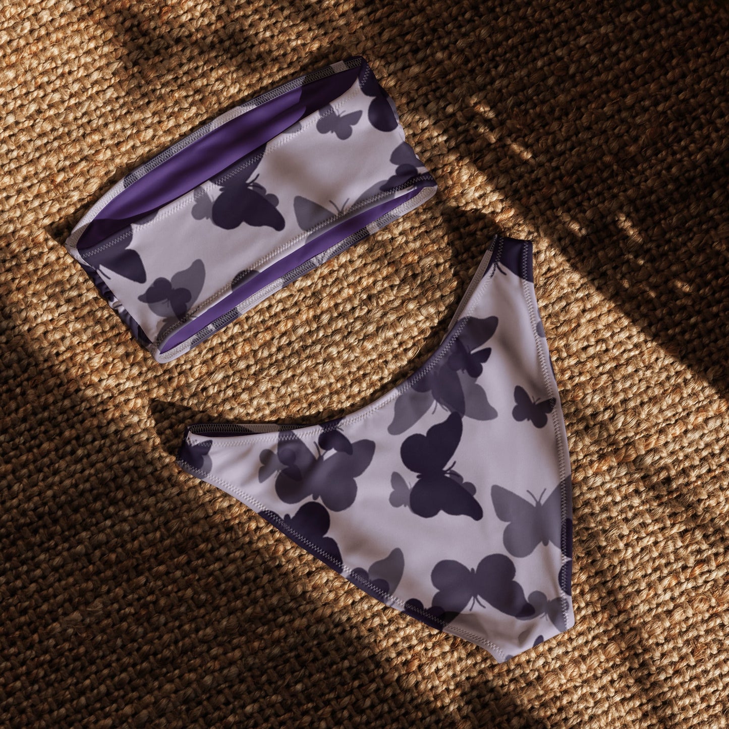 MDB Co. Butterfly Fatigue (purp) All-over print Recycled bandeau bikini