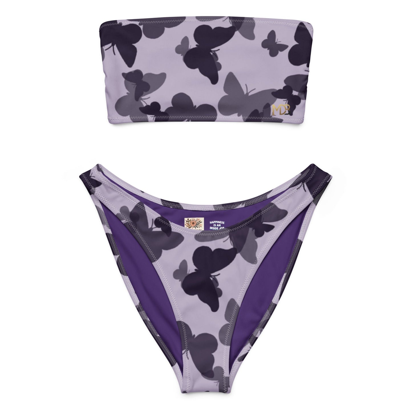 MDB Co. Butterfly Fatigue (purp) All-over print Recycled bandeau bikini