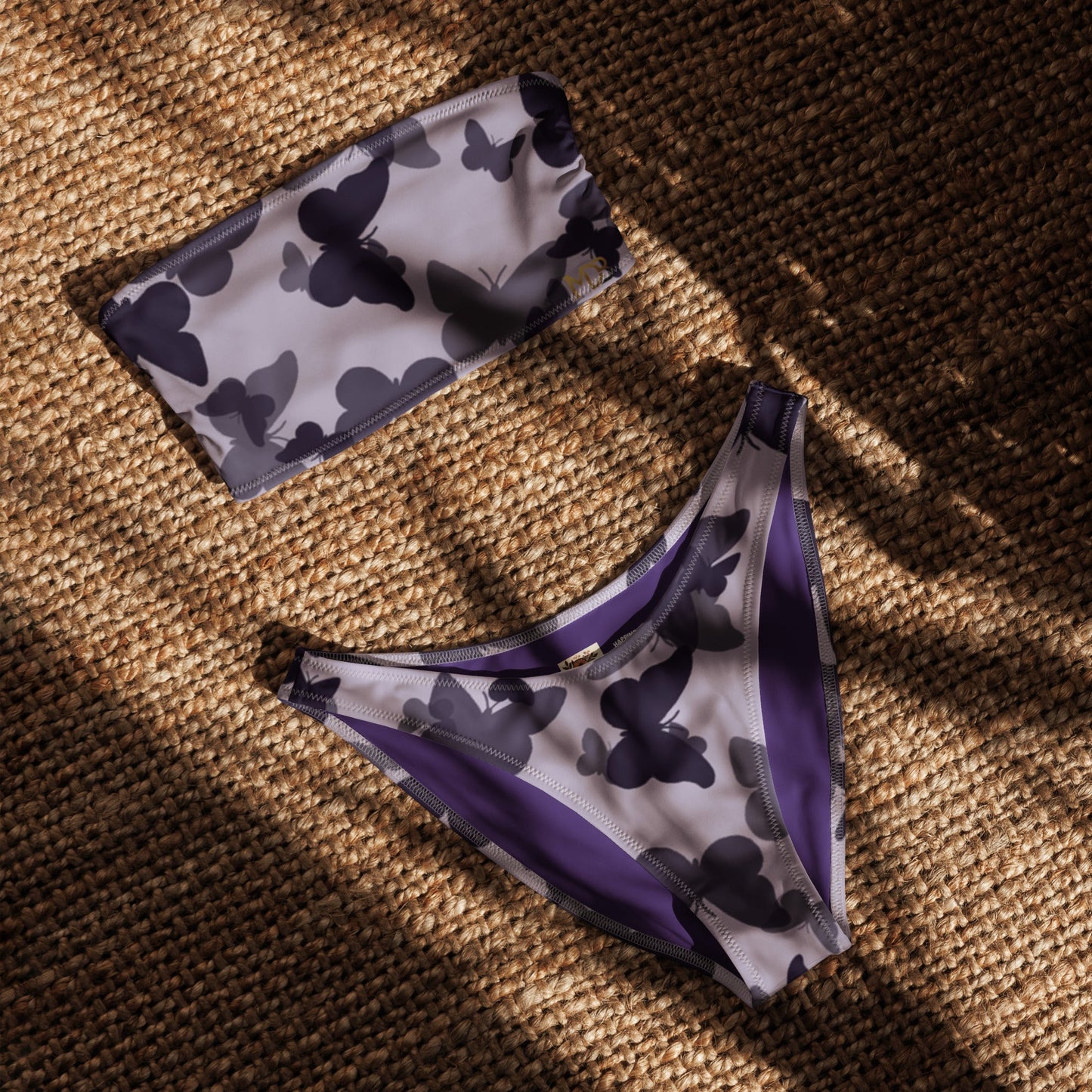 MDB Co. Butterfly Fatigue (purp) All-over print Recycled bandeau bikini