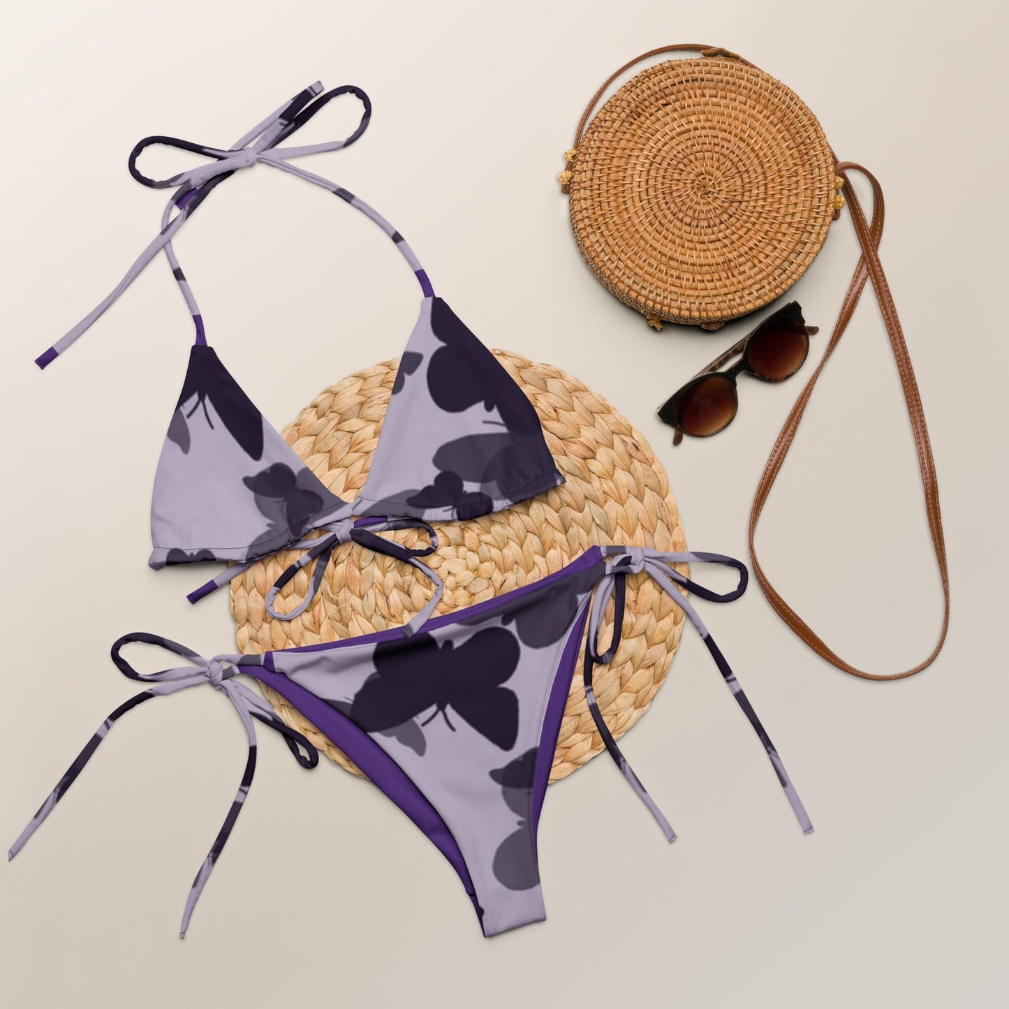 MDB Co. Butterfly Fatigue (purp) All-over print recycled string bikini