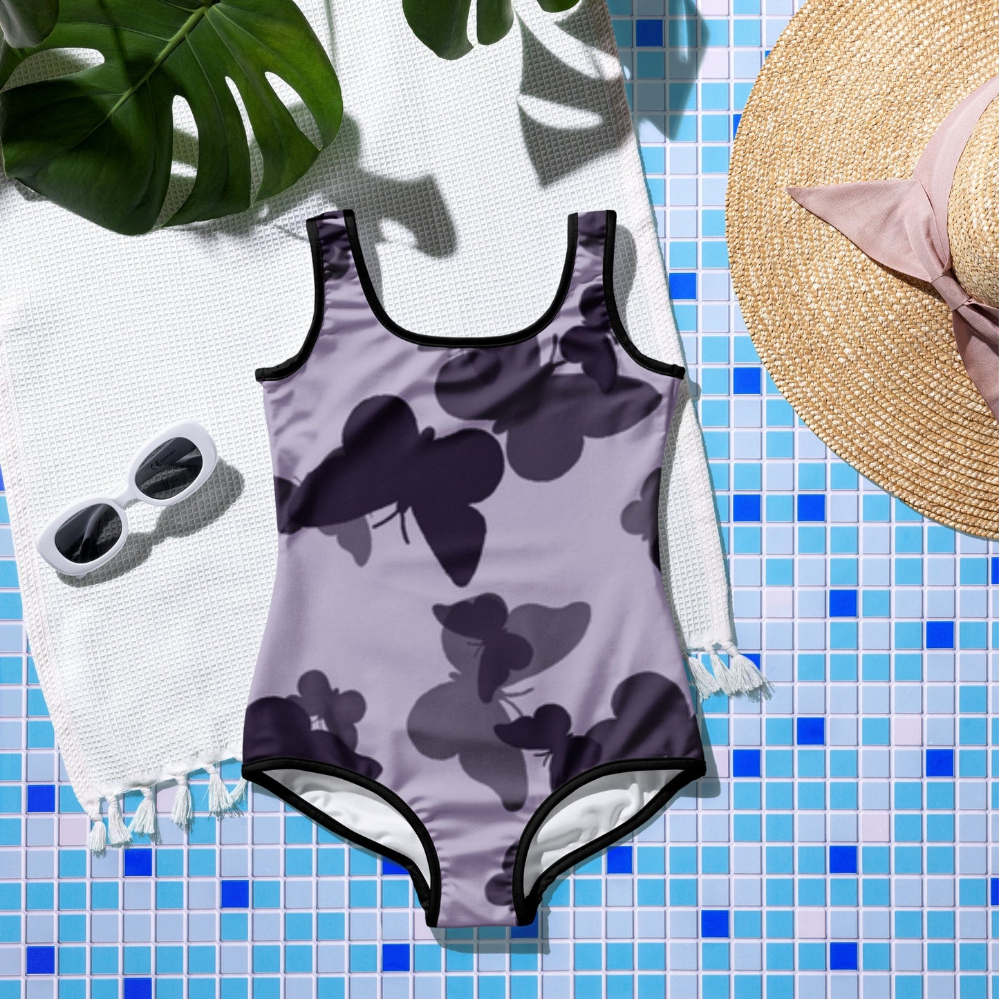 MDB Co. Butterfly Fatigue (purp) All-Over Print Youth Swimsuit